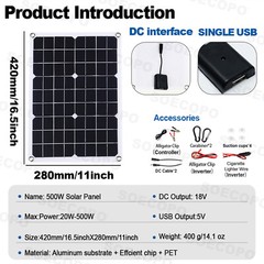 10000W 220V Power Inverter Solar Generator With 500W Solar Panel Home Complete