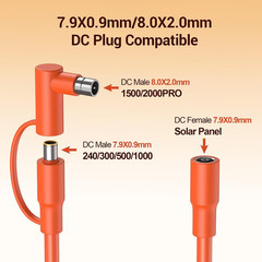 30FT 9M 8Mm Extension Cable 14AWG for Solar Generators, DC7909 Solar Panel