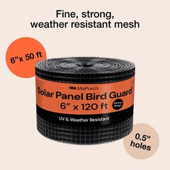 MAPORCH 6″ x 50FT Solar Panel Bird Wire Screen Protection, Black PVC Coated B…