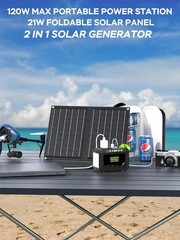 Emergency-Ready 88.8Wh Portable Solar Generator & 21W Panel – Lightweight Design