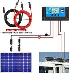 Flexible 10AWG Solar Panel Extension Cord- 2x30ft Waterproof