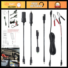 16FT Battery Charger Extension Cable SAE Connectors with Clamps for 12V Solar &