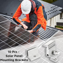 10pcs Solar Panel Mounting Brackets 30-50mm Adjustable, Silver | Aluminum Solar