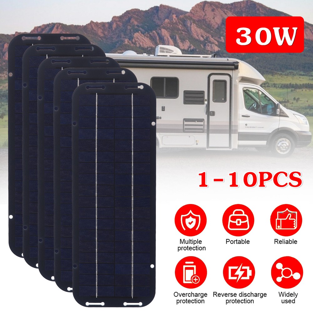 Lot of 30W Solar Panel 12V Trickle Charger Battery Charger Kit Maintainer RV Car