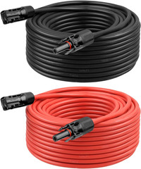 10 AWG Solar Extension Cable 100FT Black + 100FT Red, 10 Gauge Solar Panel Wire