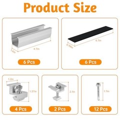 6 Pcs Solar Panel Mounting Bracket Kit – Aluminum Rails & Clamps for Roofs, RVs