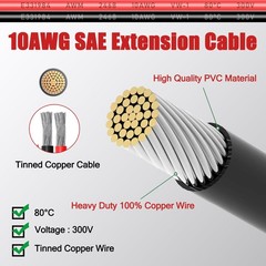 Magiktech 3/6/12/25/50 FT SAE to SAE Extension Cable 10AWG,10 Gauge 25FT SAE …