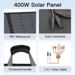 MHPOWOS 400 watt Solar Panel for Jackery Explorer 2000 v2 Portable Power Station