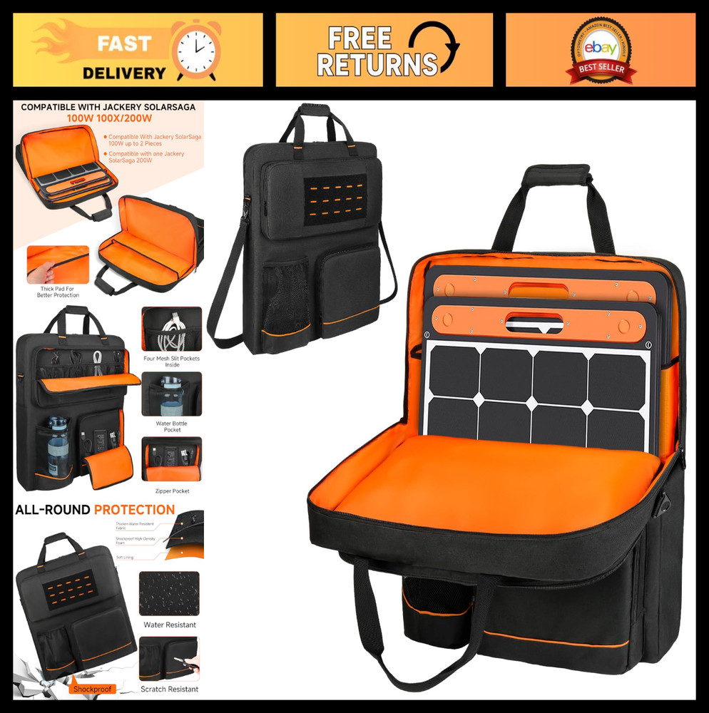 Padded Solar Panel Storage Bag for Jackery & Anker – Travel Case with Shoulder S