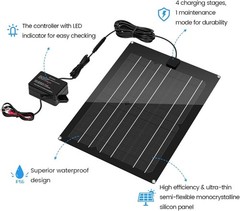 12V Solar Battery Charger Maintainer, 15W Solar Panel Kit for RV, Trailer, Truck