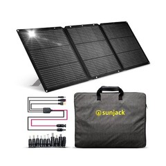 SunJack 120W Folding Portable Solar Panel with Kickstands, MC4/PD60 USB-C/USB…