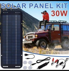 1 Pack Solar Panel Trickle Charger Kit 12V 30W Vehicle Battery Maintainer For RV